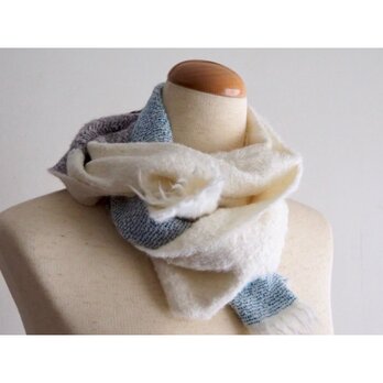 alpaca×cashmere mini -white blue-