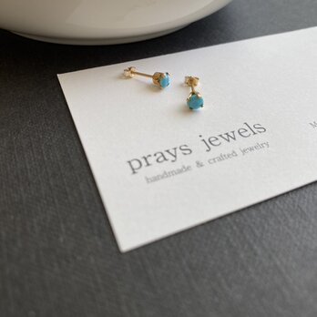 14kgf Vintage Turquoise Pierced ヴィンテージスワロフスキーターコイズ一粒スタッドピアス