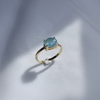 3月の誕生石 アクアマリンのオーバルリング