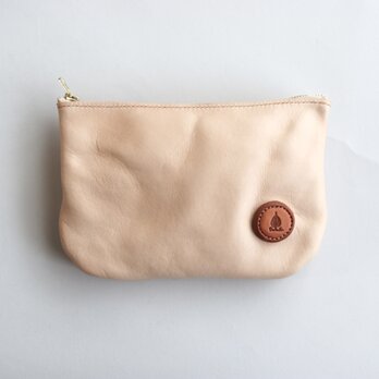 ヌメ革のファスナーポーチ