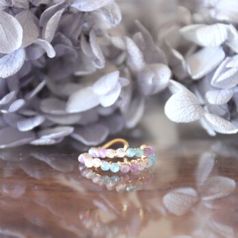 ブルーアパタイトとアメジストとクォーツのアジサイ二連イヤーカフ（片耳用）   #1301