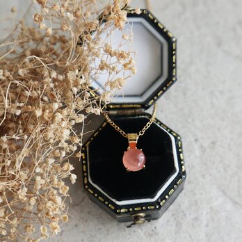 【ペルー産インカローズ】うる艶ピンクのラウンドネックレス｜一粒ジュエリー・金属アレルギー対応