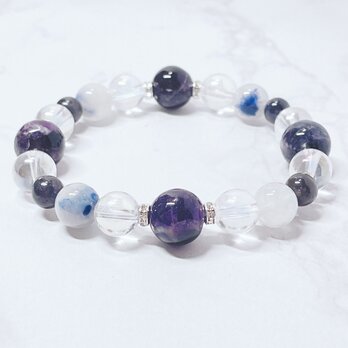 ✦数量限定✦ 迷いや不安を和らげる パワーストーンブレスレット｜パープルフローライト・デュモルチライト No.848