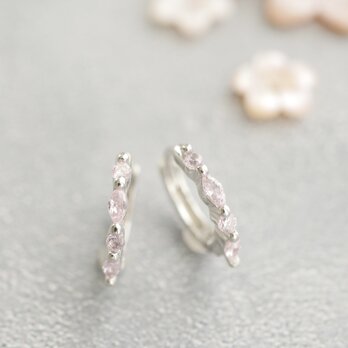 【数量限定】桜ピンクワンタッチフープピアス/イヤリング（シルバー）春の装いにプラス 春ピアス