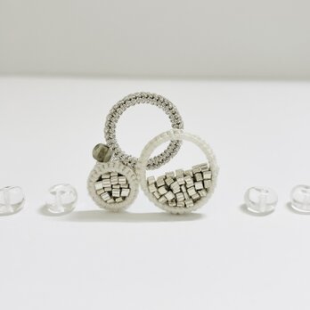 手刺繍の耳飾り　en ー縁ー／イヤークリップ片耳タイプ／e00