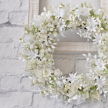白妙SHIROTAE　白いミモザと花のリース：白いミモザ　しろ　ホワイト　