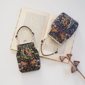 ■持ち手付きがま口ポーチ（カードサイズ） / 馬■ queue (cheval)