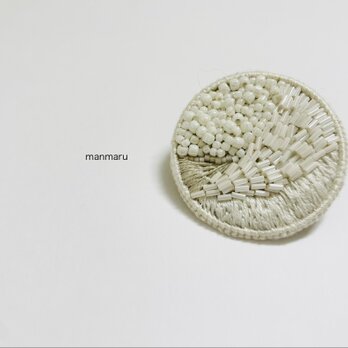 ブローチ　en ー縁ー／まんまる／ホワイトb07