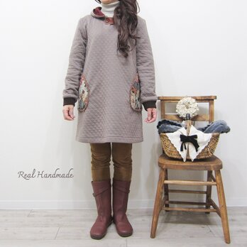 [予約販売] キルトニットモカとゴブランパーカーワンピース（ランチ・旅行・春・お出かけ・お花見 にも）