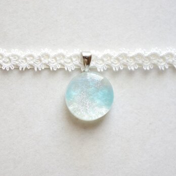 【受注製作】レジンアート　ラウンドモチーフとタティングレースとサテンリボンのチョーカー〈清流〉