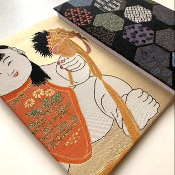 『瑞馬童子〜亀甲』　金襴織物御朱印帳　B6 大判サイズ　馬　子供　干支　吉祥柄　願い　格式　西陣意匠　御朱印帳　桐生織物