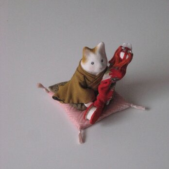 縮緬福猫干支人形春駒その五　送料無料