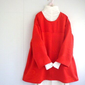 流水紋のチュニックブラウス　オレンジ