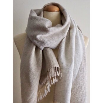 Lambswool stole  -white beige-