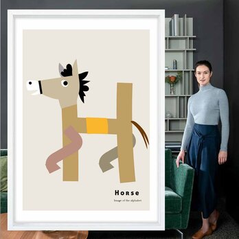 アルファベットH   馬　送料無料 　どうせなら楽しいポスター　ポスター　アートポスター　アート/sei検索新着順　1594