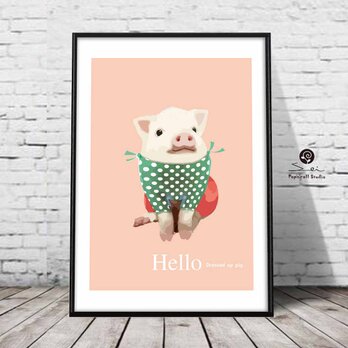 おめかししたブタ　送料無料 　どうせなら楽しいポスター　イラスト　ポスター　アートポスター　アート/sei検索新着順　759