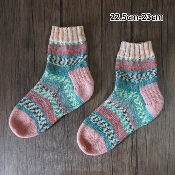 手編みの靴下［洗濯機ok］