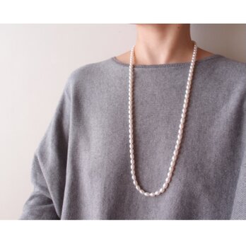 Oval Pearl Long Necklace ／大粒オーバルパールロングネックレス（rice）