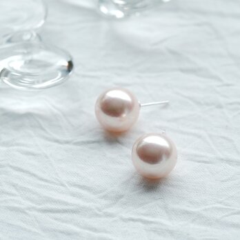 12mm ピンク パール ピアス シルバー925