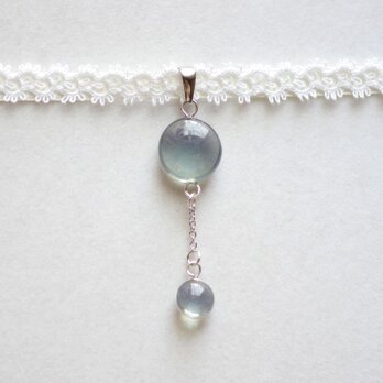 【受注製作】レジンアート　ラウンドモチーフとタティングレースとサテンリボンのチョーカー〈優しい影を残して〉