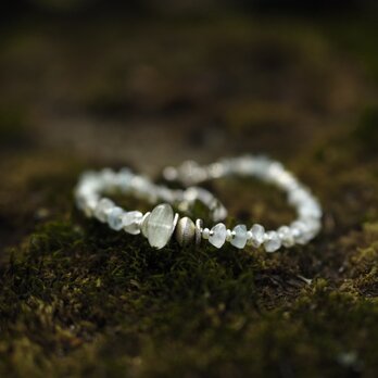 -Libyan glass- "moonstone・pearl・silver" bracelet