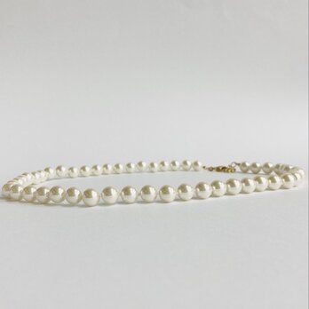 ガラスパールオールノットネックレス/8mm約45cm/クリーム/R/made in japan