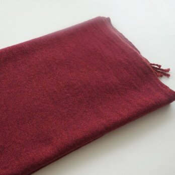 手織りカシミアストール・・えんじ