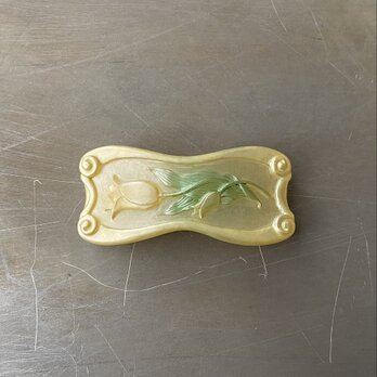 Vintage retro botanical flower yellow tulip barrette