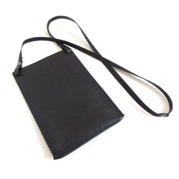 手縫い♪スマートにスマホを持ち歩こう♪《牛革》シンプル・スマホショルダー・ポーチ・フラットタイプ・074