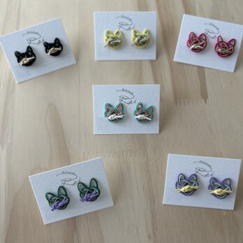 猫の水引ピアス