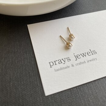 14kgf　パールピアス 4mm 6prongsスタッドピアス・一粒・シンプル・ワンパール・デイリー