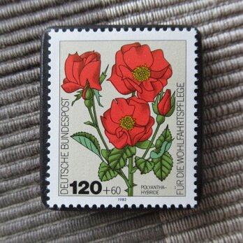 ドイツ　薔薇切手ブローチ10791