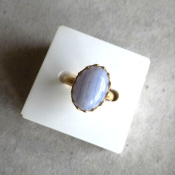 クラウンシリーズ ■ オーバル 天然石の指輪 ■ ブルーレースアゲート