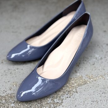 25cmのみ　エナメルパープル　5.5cmヒール　ふわふわインソール　美脚パンプス