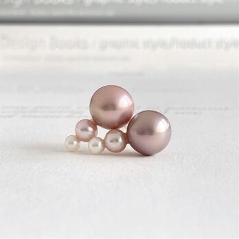 淡水パール・・アコヤパール ３粒スリーカラーピアス　K14gf　発表会 式 ちょっとワケあり