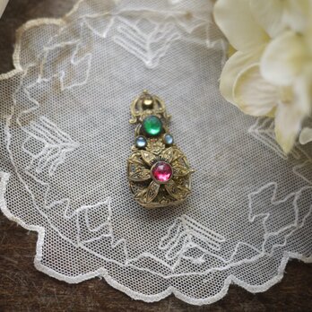 チェコガラスドレスクリップ　ヴィンテージ英国