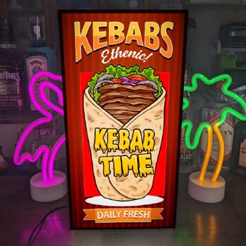 【Lサイズ】ケバブ 焼肉 エスニック トルコ料理 店舗 屋台 キッチンカー 照明 看板 置物 アメリカン雑貨 ライトBOX
