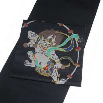 西陣織 麻絹なごや帯 「雷神図」