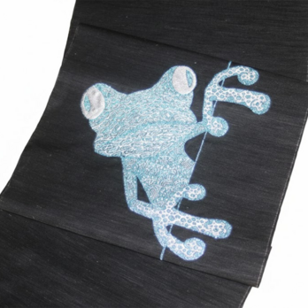 西陣織 麻絹なごや帯 「福かえる」