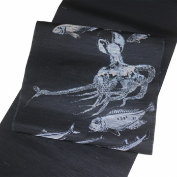 西陣織 麻絹なごや帯 「伊藤若冲・群魚図」