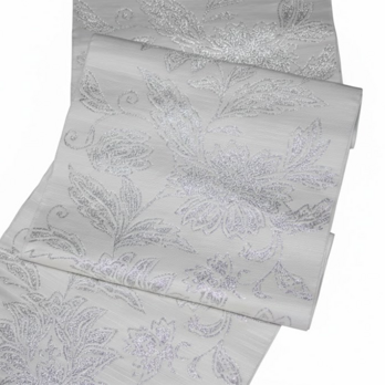 西陣麻絹なごや帯 「モノトーン・フローラル」