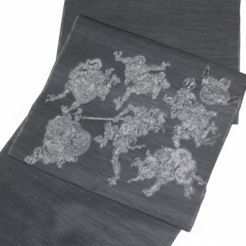 西陣織 麻絹なごや帯 「河鍋暁斎・百鬼夜行」