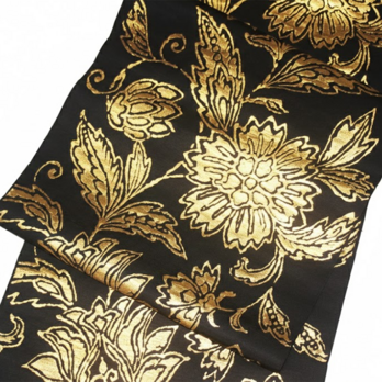 西陣麻絹なごや帯 「モノトーン・フローラル」