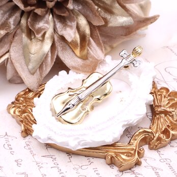 【フランス買付】ヴァイオリンモチーフ ブローチ＊Violin Motif Brooch 1960s–1970s