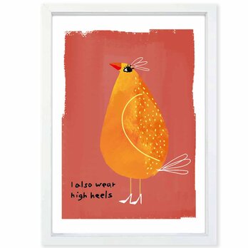 わたしもハイヒール　鳥　送料無料 　どうせなら楽しいポスター　イラスト　アートポスター　アート/sei検索新着順　3990