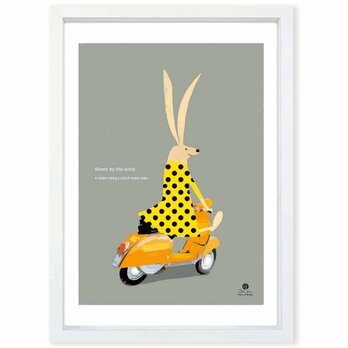 風に吹かれて　ウサギ　送料無料 　どうせなら楽しいポスター　イラスト　アートポスター　アート/sei検索新着順　3991