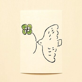 ㉑「鳥と花　クローバー」ポストカード同柄3枚セット　絵葉書 メッセージカード イラスト　送料無料
