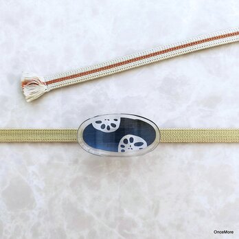 見通し明るい蓮根の帯留め（ネイビー）