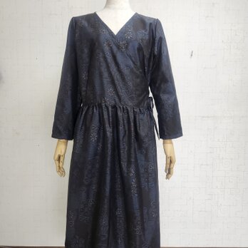 大島紬リメイク　カシュクールワンピース