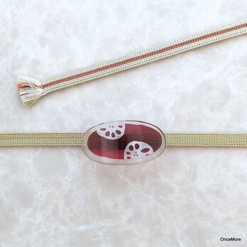 見通し明るい蓮根の帯留め（赤）